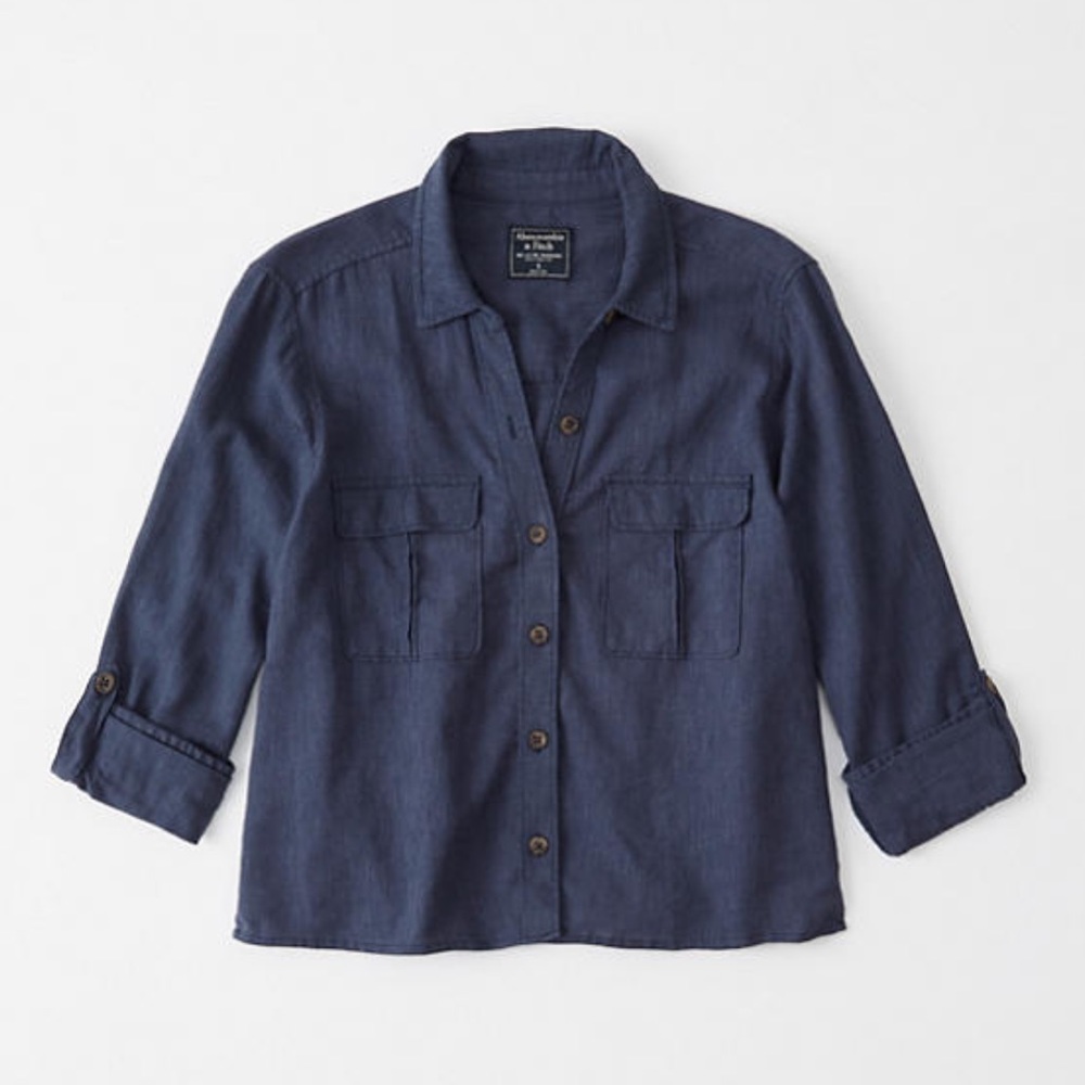 Linen-Blend Utility Shirt